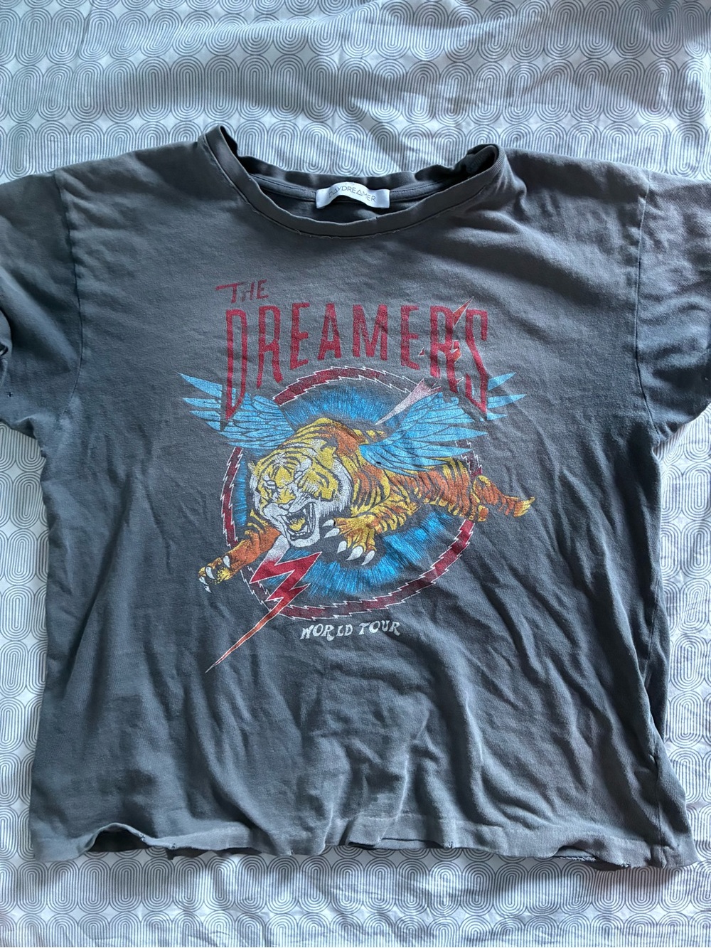 Free People Grey Kids Tee with Multicolor Tiger Graphic